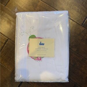 Pottery Barn Kids White and Pink Ladybug Shower Curtain Size 72x72, NIP